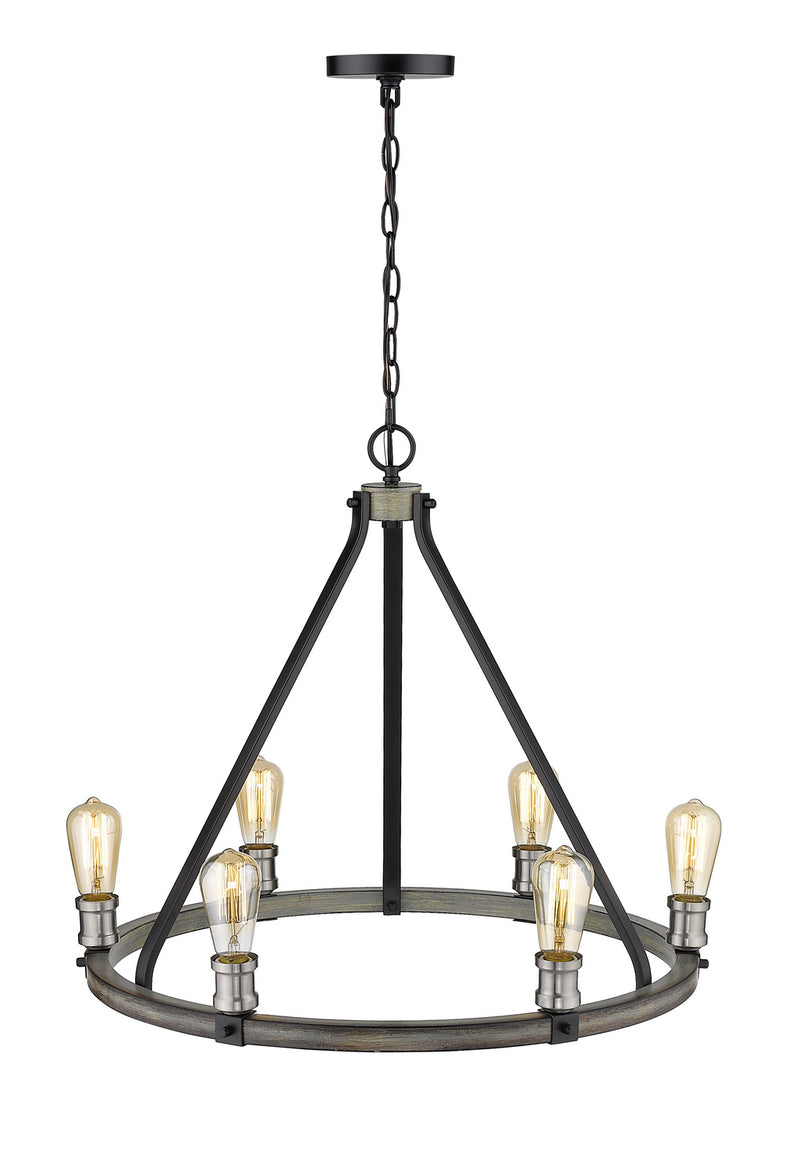 Z-Lite 472-6ABB Six Light Chandelier, Ashen Barnboard