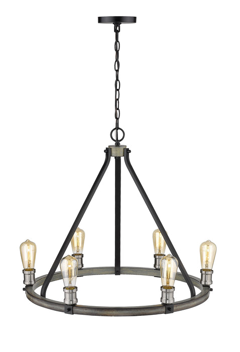 Z-Lite 472-6ABB Six Light Chandelier, Ashen Barnboard