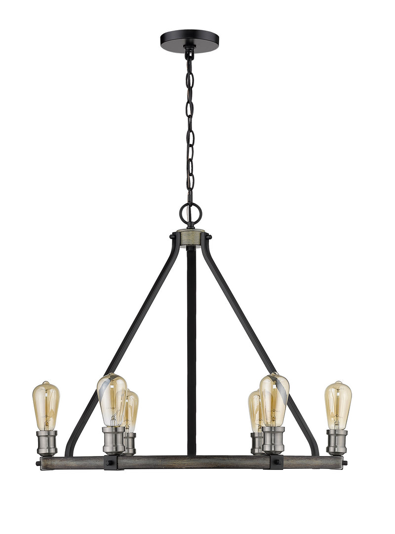 Z-Lite 472-6ABB Six Light Chandelier, Ashen Barnboard