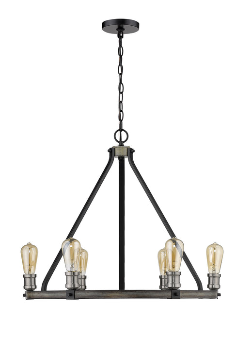 Z-Lite 472-6ABB Six Light Chandelier, Ashen Barnboard