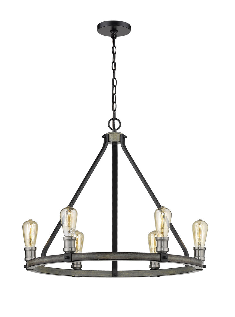 Z-Lite 472-6ABB Six Light Chandelier, Ashen Barnboard