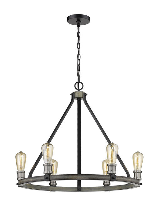 Z-Lite 472-6ABB Six Light Chandelier, Ashen Barnboard