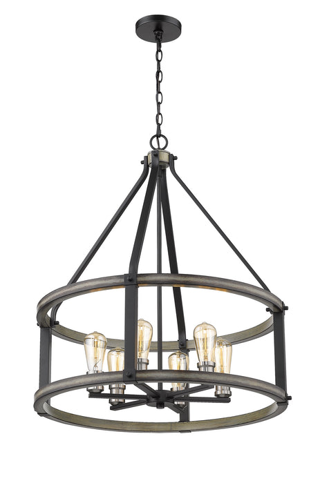 Z-Lite 472-6D-ABB Six Light Chandelier, Ashen Barnboard