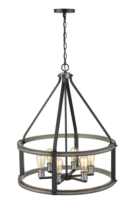 Z-Lite 472-6D-ABB Six Light Chandelier, Ashen Barnboard