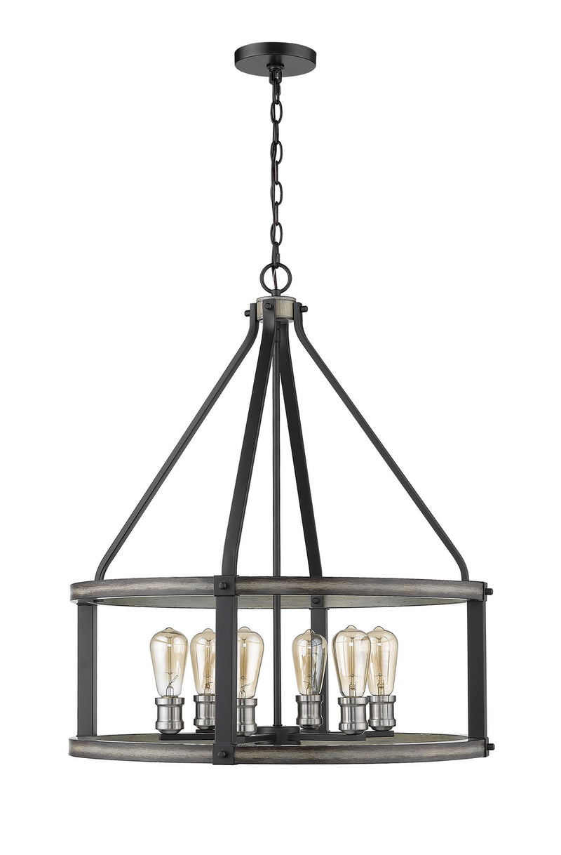 Z-Lite 472-6D-ABB Six Light Chandelier, Ashen Barnboard