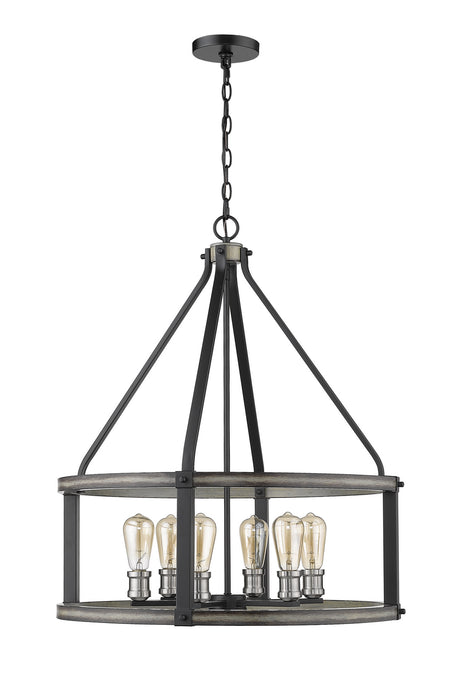 Z-Lite 472-6D-ABB Six Light Chandelier, Ashen Barnboard