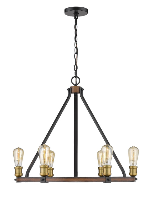 Z-Lite 472-6RM Six Light Chandelier, Rustic Mahogany