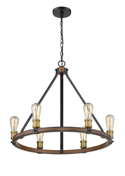 Z-Lite 472-6RM Six Light Chandelier, Rustic Mahogany