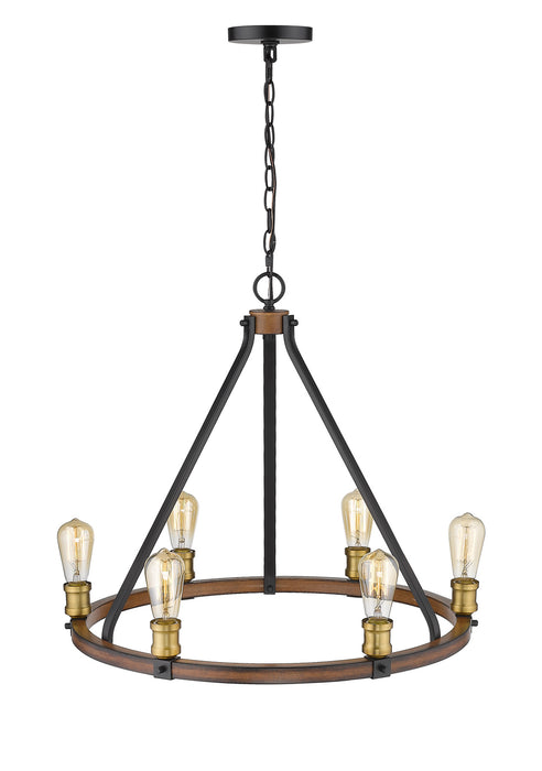 Z-Lite 472-6RM Six Light Chandelier, Rustic Mahogany