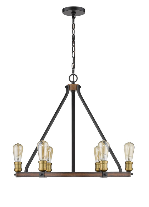 Z-Lite 472-6RM Six Light Chandelier, Rustic Mahogany