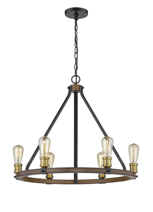 Z-Lite 472-6RM Six Light Chandelier, Rustic Mahogany