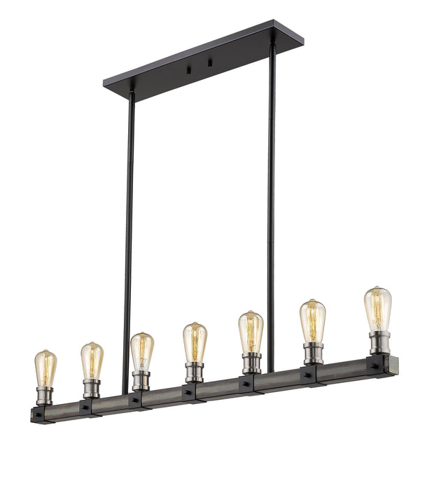 Z-Lite 472-7L-ABB Seven Light Linear Chandelier, Ashen Barnboard