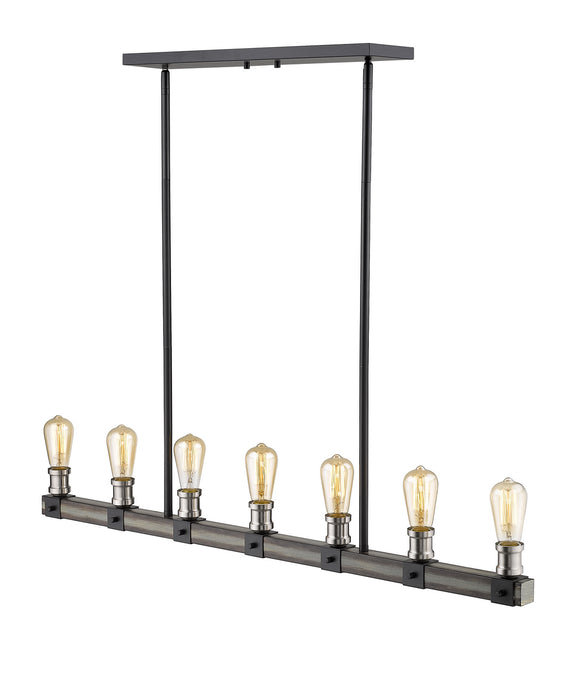 Z-Lite 472-7L-ABB Seven Light Linear Chandelier, Ashen Barnboard