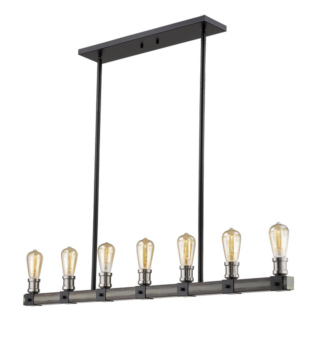 Z-Lite 472-7L-ABB Seven Light Linear Chandelier, Ashen Barnboard