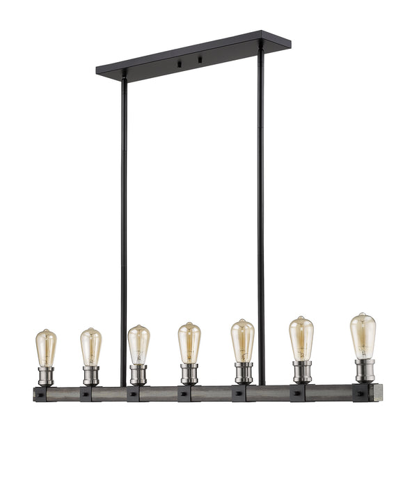 Z-Lite 472-7L-ABB Seven Light Linear Chandelier, Ashen Barnboard