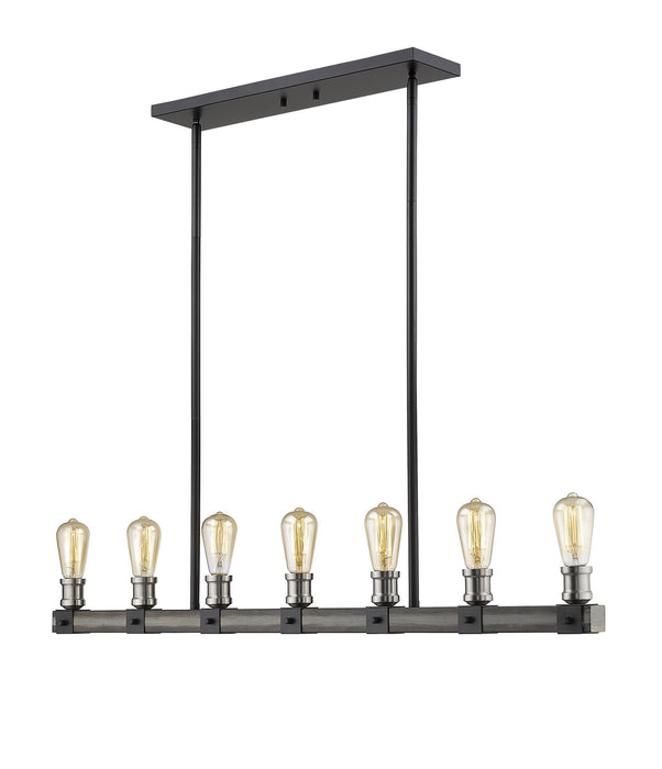 Z-Lite 472-7L-ABB Seven Light Linear Chandelier, Ashen Barnboard