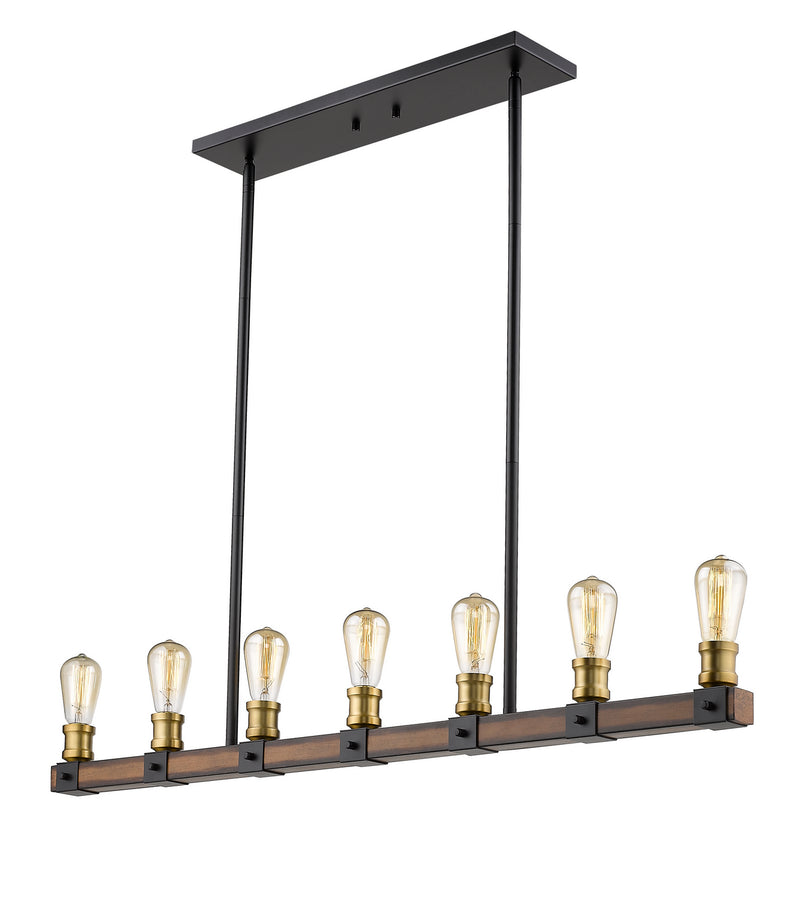 Z-Lite 472-7L-RM Seven Light Linear Chandelier, Rustic Mahogany