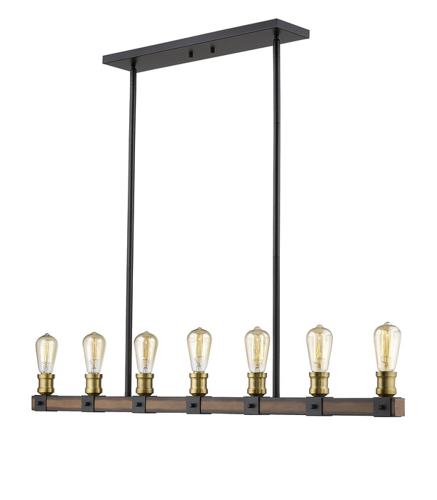 Z-Lite 472-7L-RM Seven Light Linear Chandelier, Rustic Mahogany