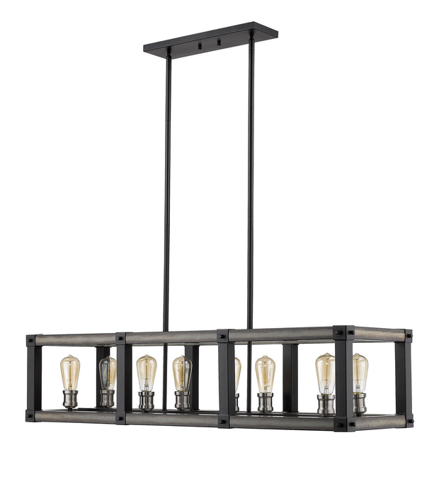 Z-Lite 472-8L-ABB Eight Light Linear Chandelier, Ashen Barnboard