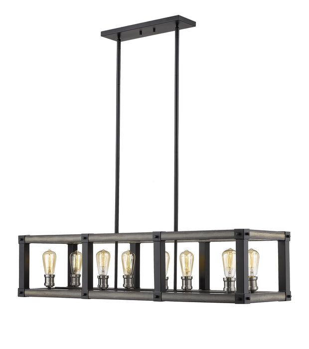 Z-Lite 472-8L-ABB Eight Light Linear Chandelier, Ashen Barnboard