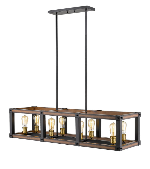 Z-Lite 472-8L-RM Eight Light Linear Chandelier, Rustic Mahogany