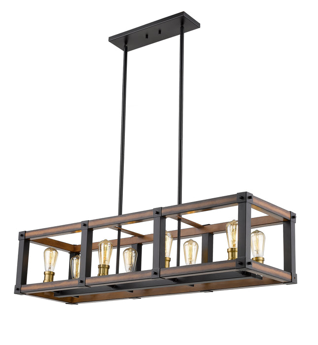 Z-Lite 472-8L-RM Eight Light Linear Chandelier, Rustic Mahogany