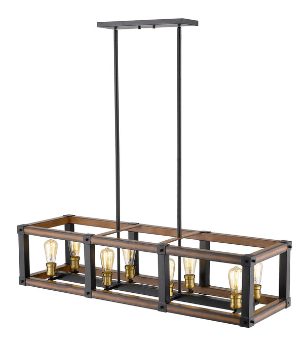 Z-Lite 472-8L-RM Eight Light Linear Chandelier, Rustic Mahogany