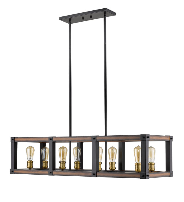 Z-Lite 472-8L-RM Eight Light Linear Chandelier, Rustic Mahogany