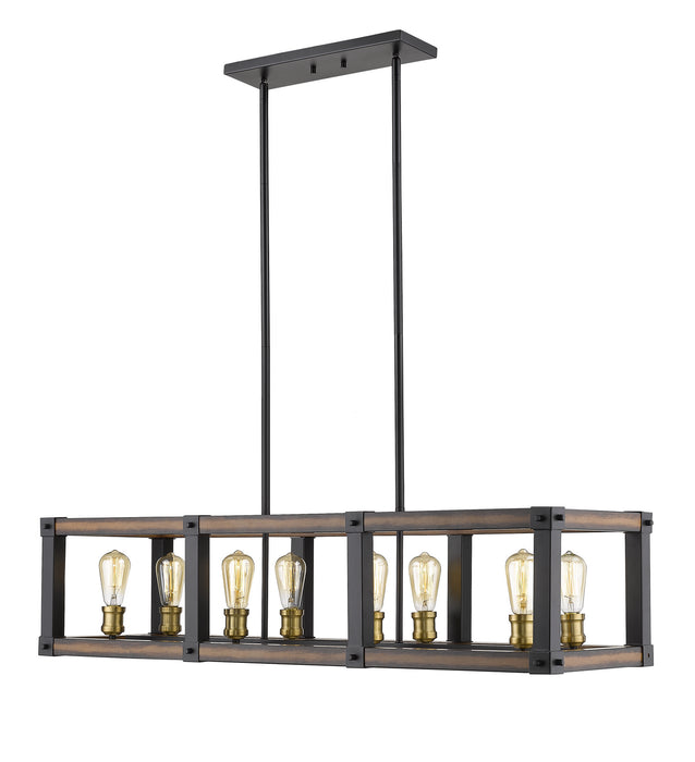 Z-Lite 472-8L-RM Eight Light Linear Chandelier, Rustic Mahogany