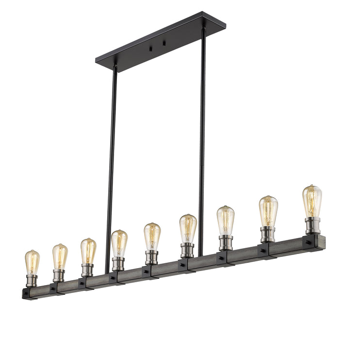 Z-Lite 472-9L-ABB Nine Light Linear Chandelier, Ashen Barnboard