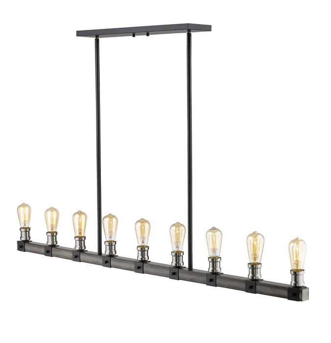 Z-Lite 472-9L-ABB Nine Light Linear Chandelier, Ashen Barnboard