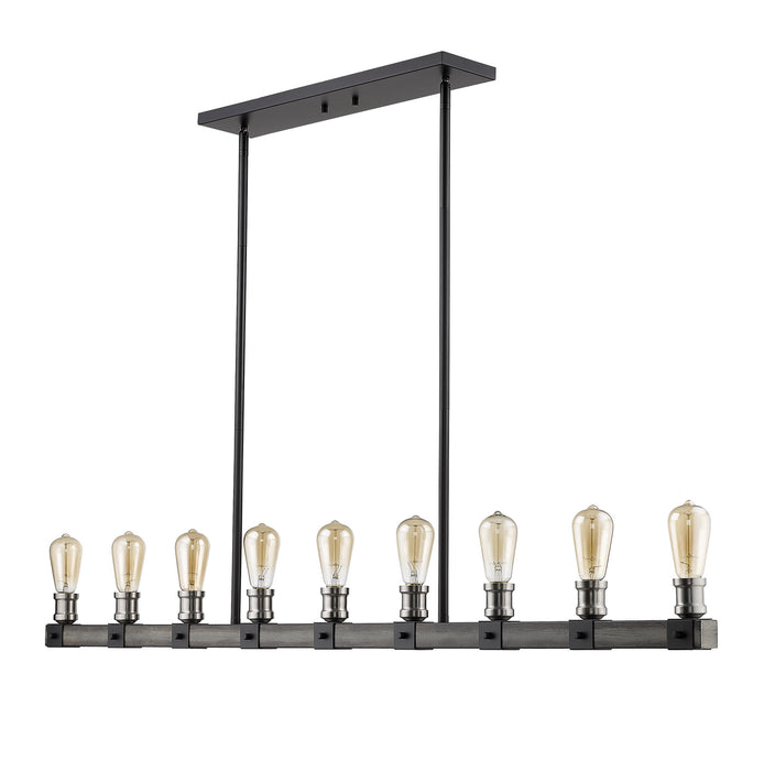 Z-Lite 472-9L-ABB Nine Light Linear Chandelier, Ashen Barnboard