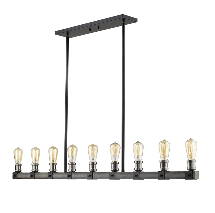 Z-Lite 472-9L-ABB Nine Light Linear Chandelier, Ashen Barnboard