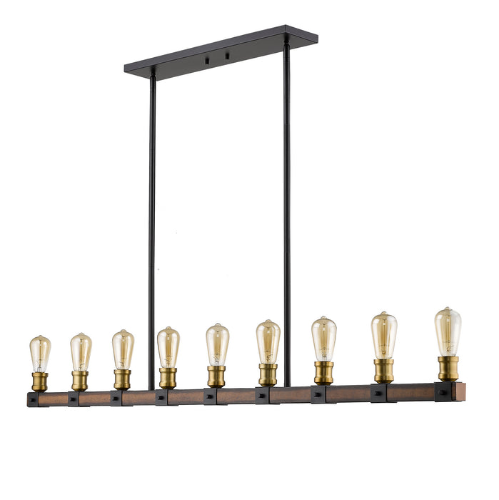 Z-Lite 472-9L-RM Nine Light Linear Chandelier, Rustic Mahogany