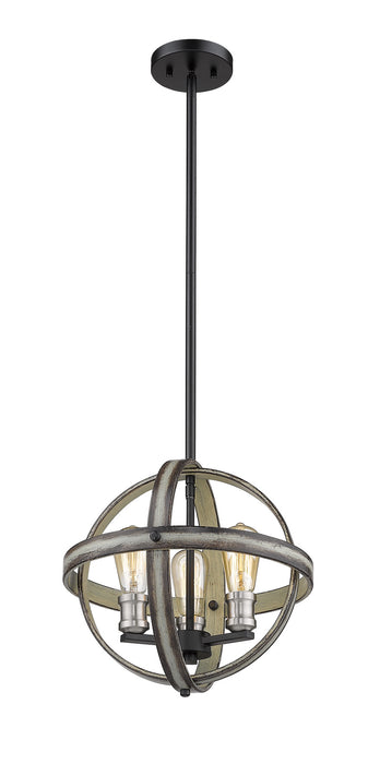Z-Lite 472B14-ABB Three Light Pendant, Ashen Barnboard
