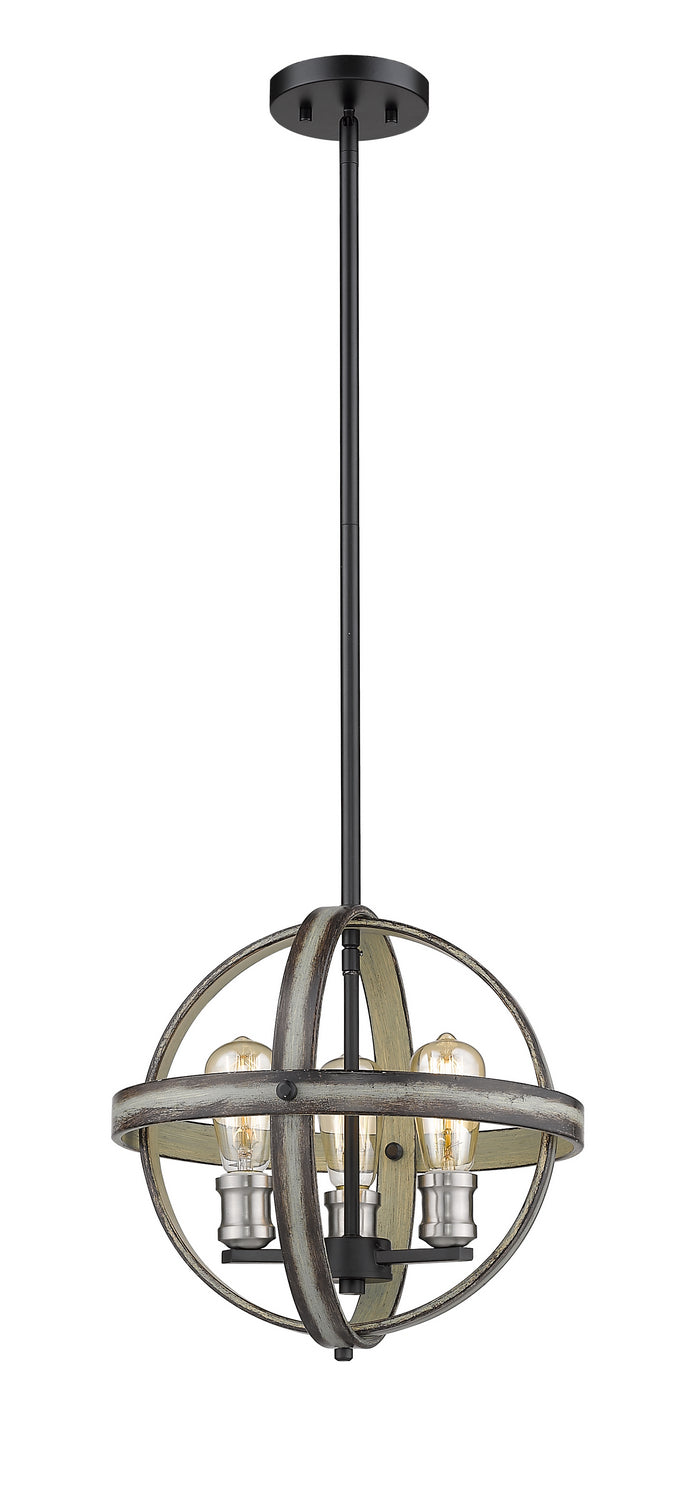 Z-Lite 472B14-ABB Three Light Pendant, Ashen Barnboard
