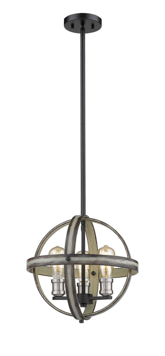 Z-Lite 472B14-ABB Three Light Pendant, Ashen Barnboard