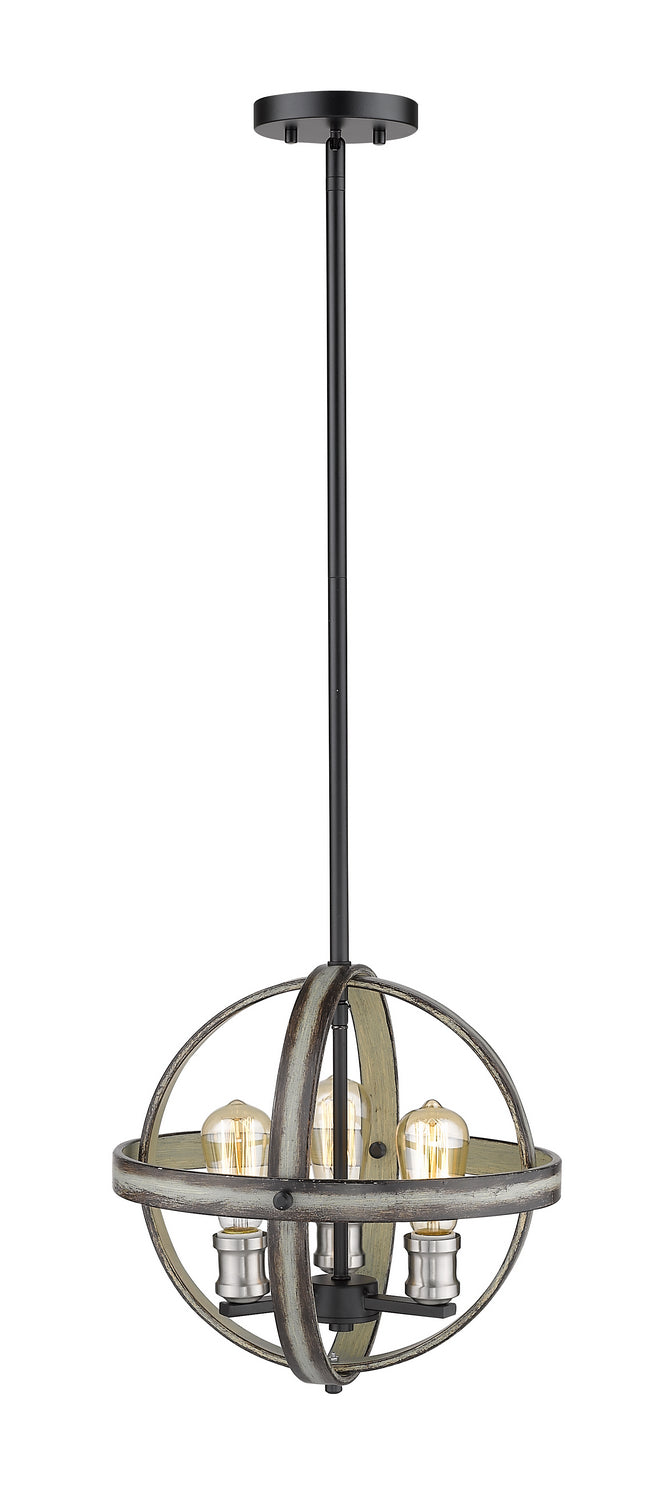 Z-Lite 472B14-ABB Three Light Pendant, Ashen Barnboard