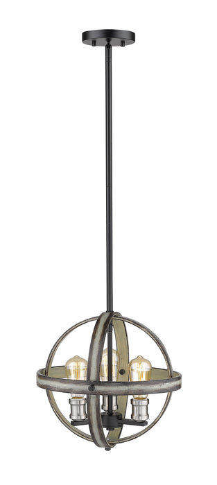 Z-Lite 472B14-ABB Three Light Pendant, Ashen Barnboard