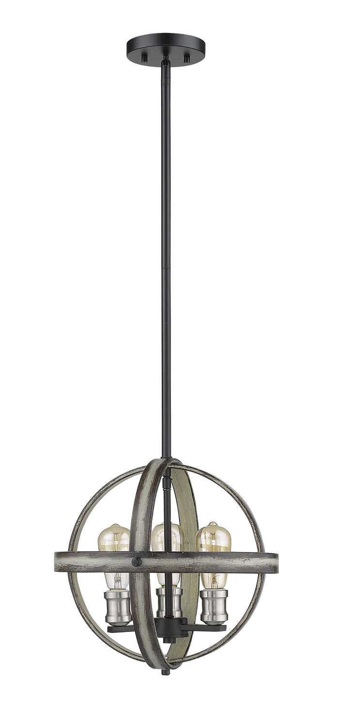 Z-Lite 472B14-ABB Three Light Pendant, Ashen Barnboard