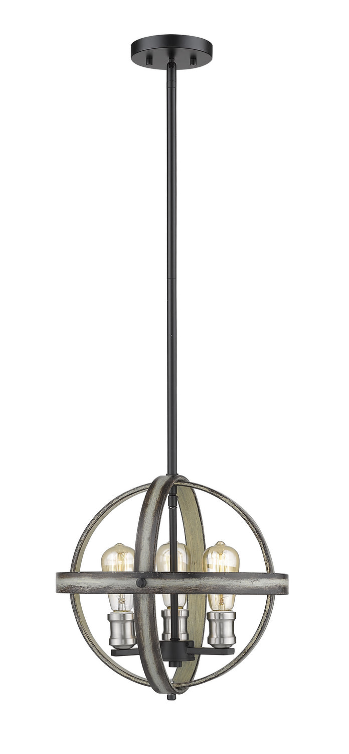 Z-Lite 472B14-ABB Three Light Pendant, Ashen Barnboard