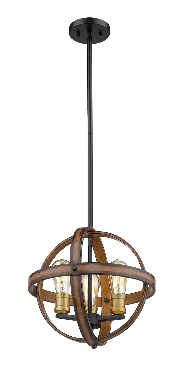 Z-Lite 472B14-RM Three Light Pendant, Rustic Mahogany