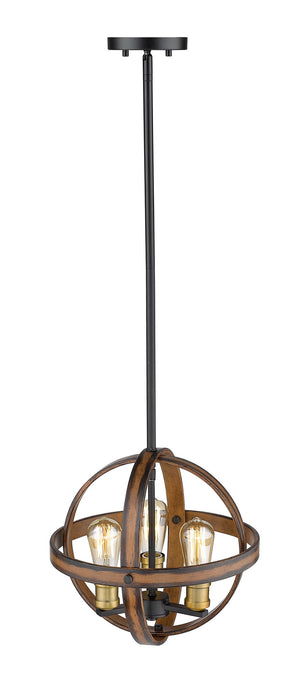 Z-Lite 472B14-RM Three Light Pendant, Rustic Mahogany