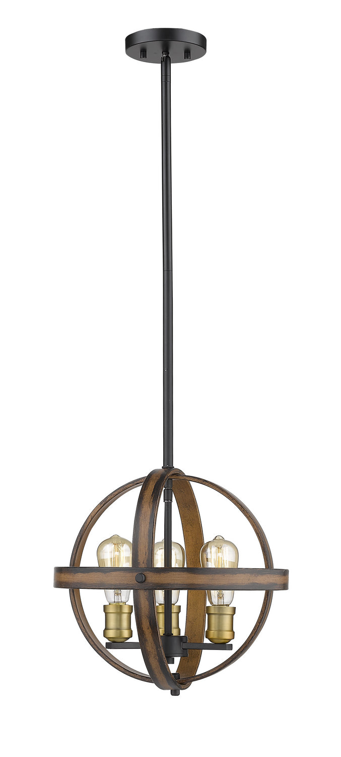 Z-Lite 472B14-RM Three Light Pendant, Rustic Mahogany