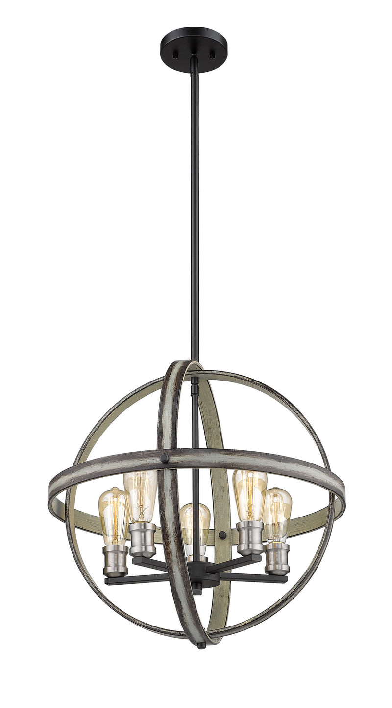 Z-Lite 472B20-ABB Five Light Chandelier, Ashen Barnboard