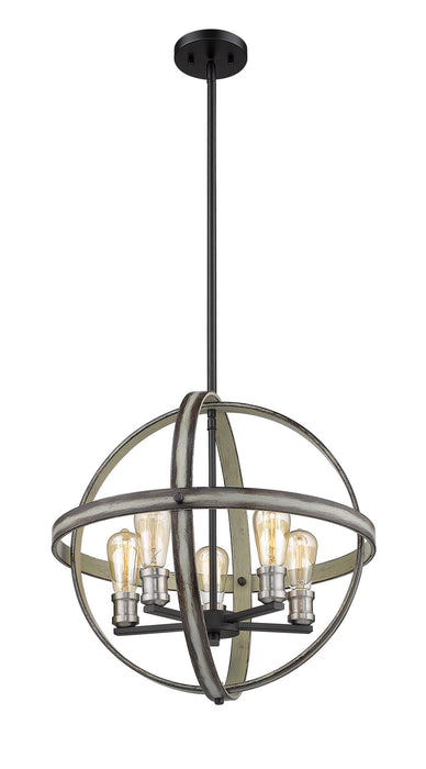 Z-Lite 472B20-ABB Five Light Chandelier, Ashen Barnboard