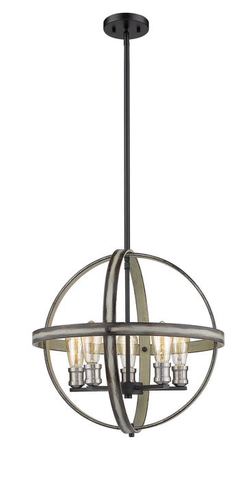 Z-Lite 472B20-ABB Five Light Chandelier, Ashen Barnboard