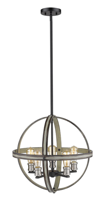 Z-Lite 472B20-ABB Five Light Chandelier, Ashen Barnboard
