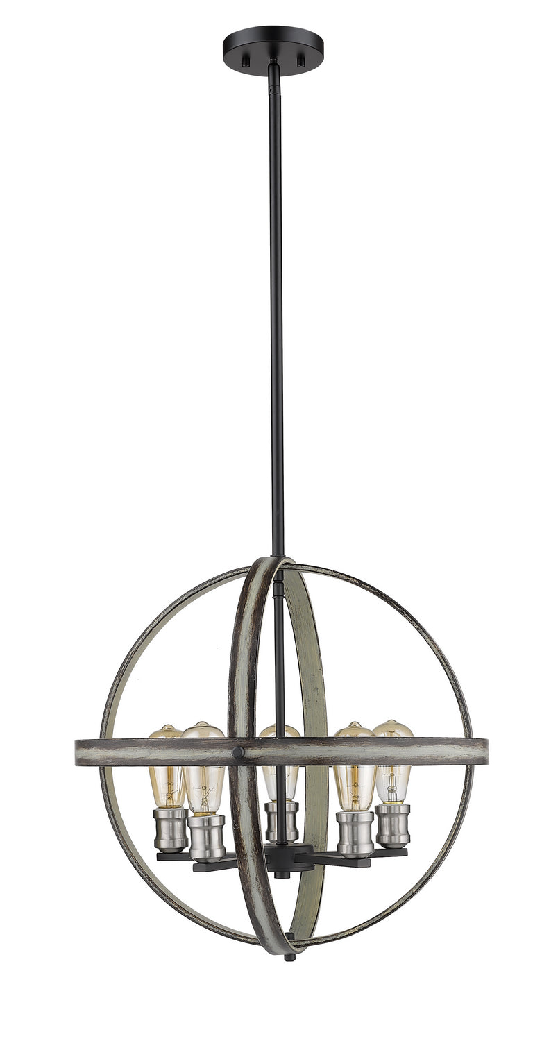 Z-Lite 472B20-ABB Five Light Chandelier, Ashen Barnboard