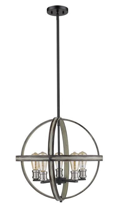 Z-Lite 472B20-ABB Five Light Chandelier, Ashen Barnboard